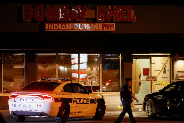 Two unidentified men set off a bomb late Thursday night at the Bombay Bhel restaurant in Mississauga, Ontario, Canada. More than a dozen people were injured.