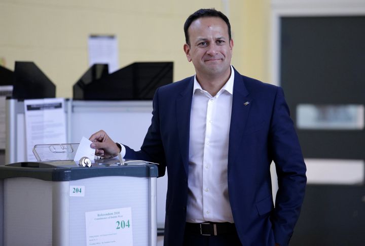 Irish Taoiseach Leo Varadkar votes as Ireland holds a referendum on liberalizing its law on abortion.