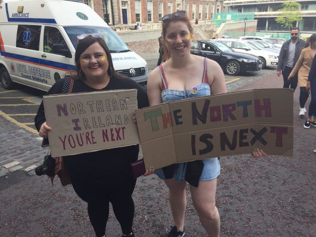 Claire Donaldson and Ellie Evans from Northern Ireland said they were 'so excited' about what the result means for women north of the border 