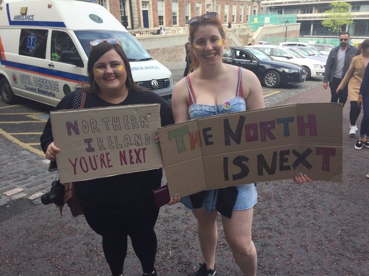Claire Donaldson and Ellie Evans from Northern Ireland said they were 'so excited' about what the result means for women north of the border 