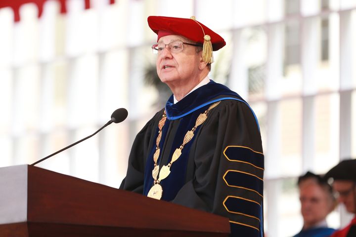 USC president C.L. Max Nikias at the school's commencement ceremony on May 11.