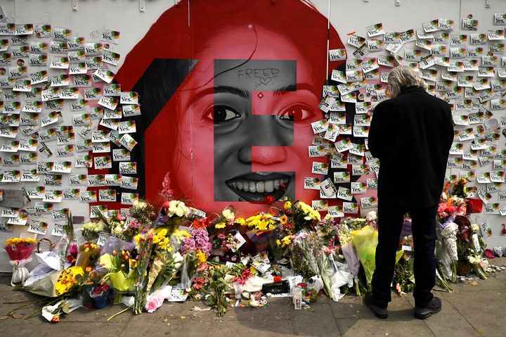 Visitors leave messages at a memorial to Savita Halappanavar in Dublin, Ireland, on May 27, 2018.