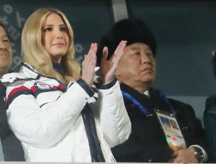 Ivanka Trump and Kim Yong Chol of the North Korea delegation attend the closing ceremony of the Pyeongchang Winter Olympics o