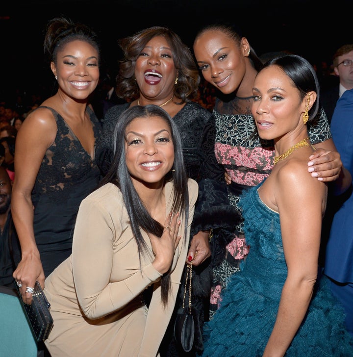 From left, Gabrielle Union, Taraji P. Henson, Loretta Devine, Tika Sumpter and Jada Pinkett Smith pose together at the 47th NAACP Image Awards in 2016.