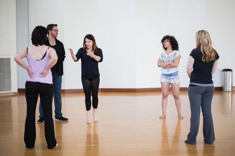 Tonia Sina, shown here directing an intimacy scene, said the election of President Donald Trump "made people more aware that they maybe in the past have overstepped some lines" and increased demand for her services.