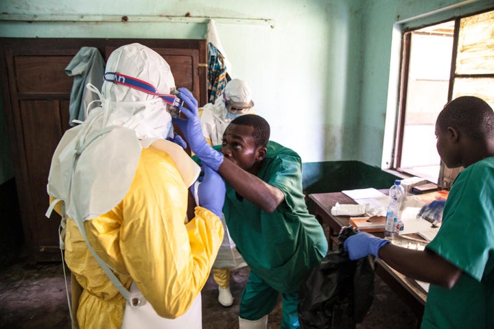 UNICEF health workers get ready to attend to suspected Ebola patients in Bikoro Hospital, the epicenter of the latest outbreak in the DRC. The DRC has experienced nine known Ebola outbreaks.