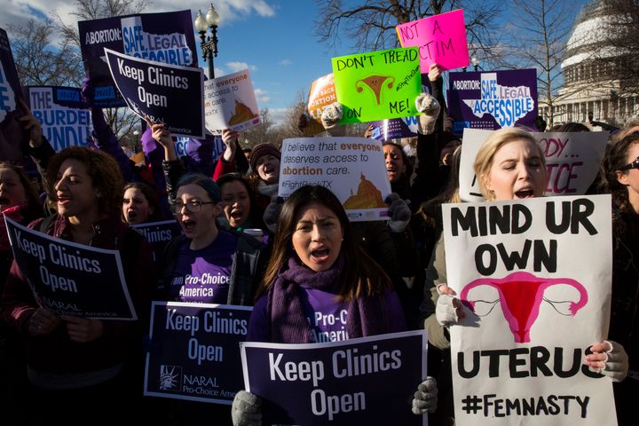 Abortion-rights advocates rally outside the Supreme Court in Washington in 2016. In contrast to Ireland, many states in the U.S. are seeing more restrictions placed on abortion access.