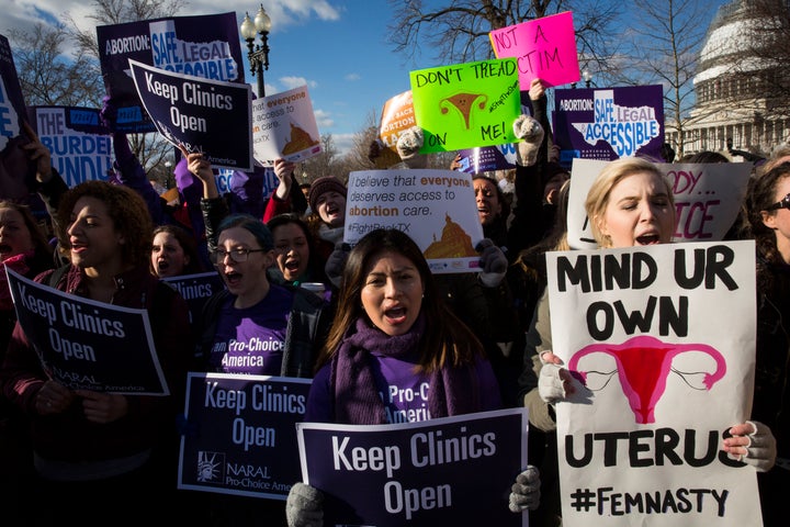 Abortion-rights advocates rally outside the Supreme Court in Washington in 2016. In contrast to Ireland, many states in the U.S. are seeing more restrictions placed on abortion access.