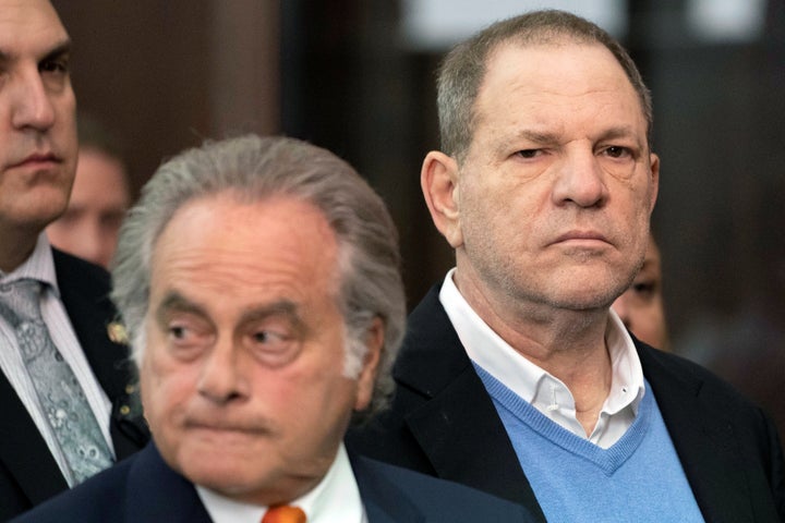 Harvey Weinstein appears silently alongside attorney Benjamin Brafman at the Manhattan Criminal Court during his arraignment.