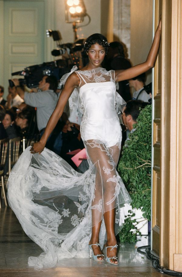 Walking in the John Galliano spring/summer show in Paris.