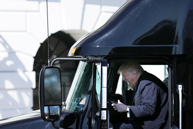 President Donald Trump outside the White House in March 2017.&nbsp;Automakers heavily lobbied his administration...