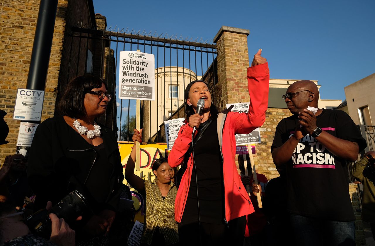 Claudia Webbe with Diane Abbott at a Windrush rally in Brixton