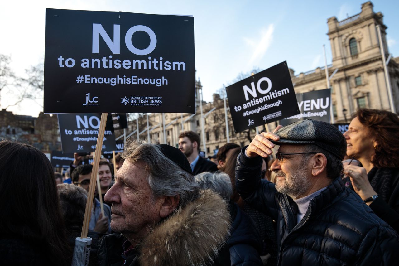 Parliament Square protest against Labour anti-semitism