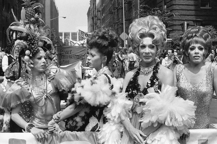 Drag queens of STAR, the Street Transvestite Action Revolutionaries, during the fourth annual Gay Pride Day March in New York City, June 24, 1973.