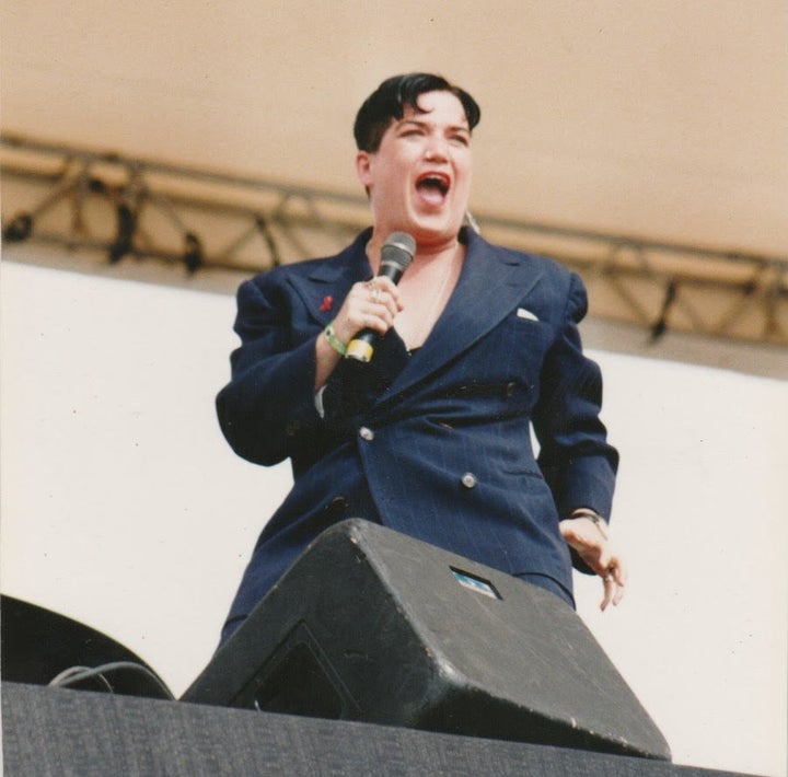 DeLaria hosting the March on Washington for Gay and Lesbian Rights in 1993.