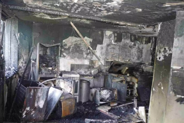 The burnt out shell of the flat where the Grenfell Tower fire began has been pictured for the first time