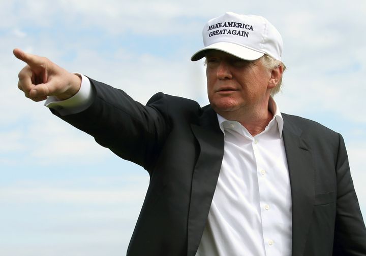 Donald Trump on the 13th tee at the Trump International Golf Links at Balmedie