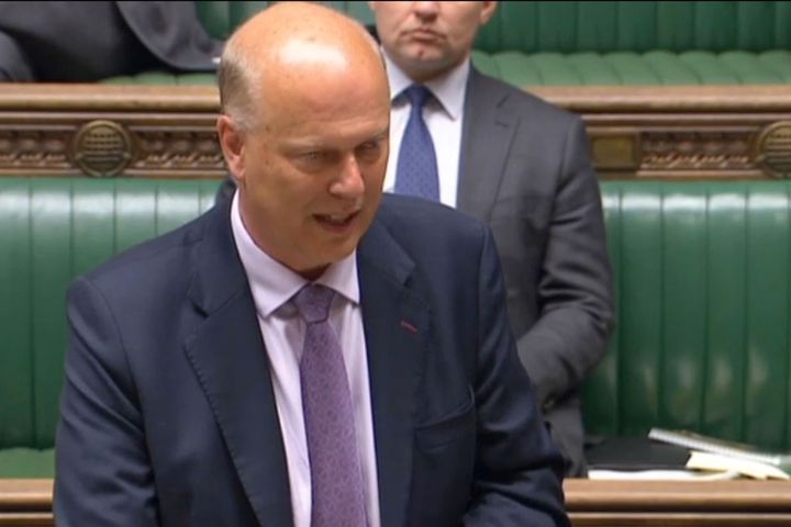 Transport Secretary Chris Grayling speaking in the House of Commons.