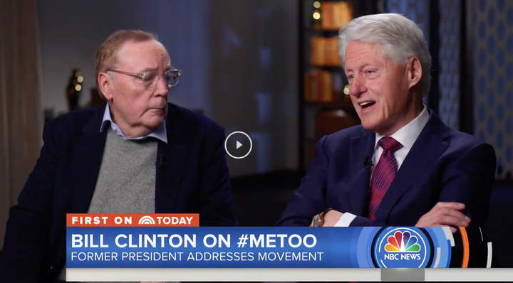 Bill Clinton, arms folded defensively, with James Patterson on the "Today" show Monday morning.