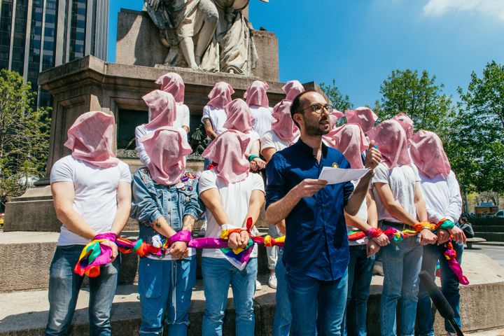 Voices 4, a group organized in response to the abuse of gay men in Russia-controlled Chechnya, engages in high-visibility demonstrations.