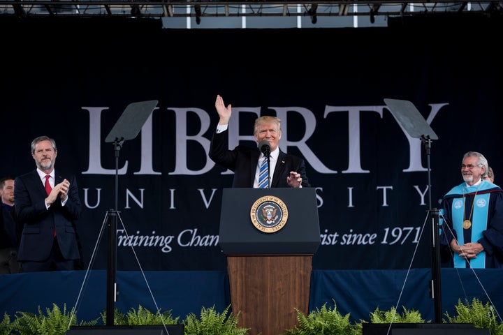 President Donald Trump gave the commencement address at Liberty University in 2017.