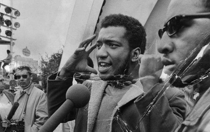 The Black Panthers' Fred Hampton speaks at a rally in Chicago's Grant Park in September 1969. Hampton and fellow Panther Mark Clark were killed by police later that year.