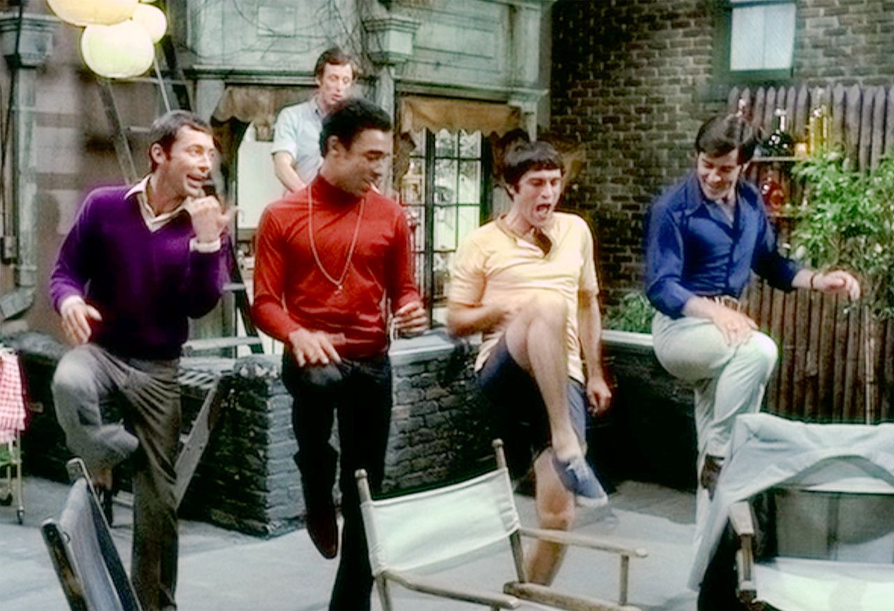 Kenneth Nelson, Reuben Greene, Cliff Gorman, Keith Prentice and Frederick Combs in the film adaptation of "The Boys in the Band."