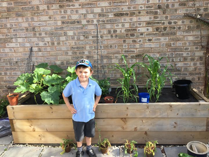 Six-year-old Rowan grows his own vegetables, to help his family avoid buying produce packaged in plastic.