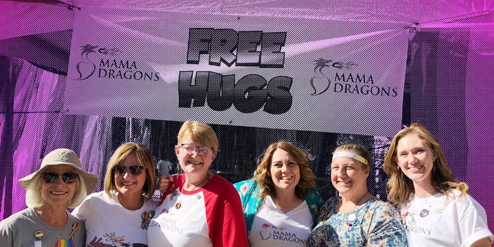 Mama Dragons attend Salt Lake City Pride in Utah, where they set up an annual "Hugging Booth."