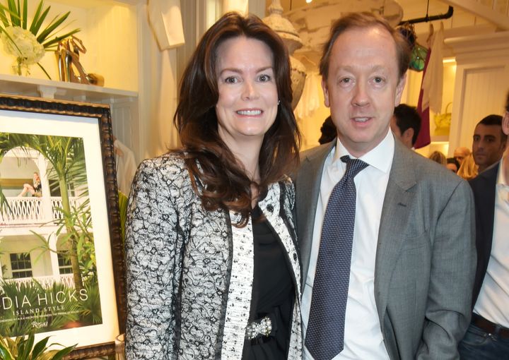 Geordie Greig at a book launch with his wife, Kathryn.