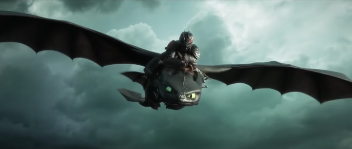 Toothless flying into battle.