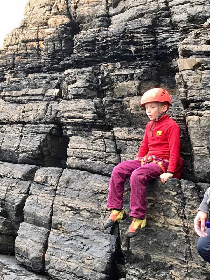 Edward on a sea cliff climbing session.