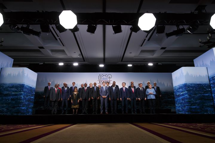 Trudeau and other leaders at the G7 summit 