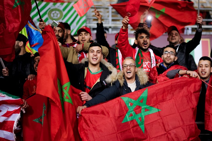 Fans of Morocco show their support prior to a friendly match between Morocco and Serbia on March 23 in Italy.