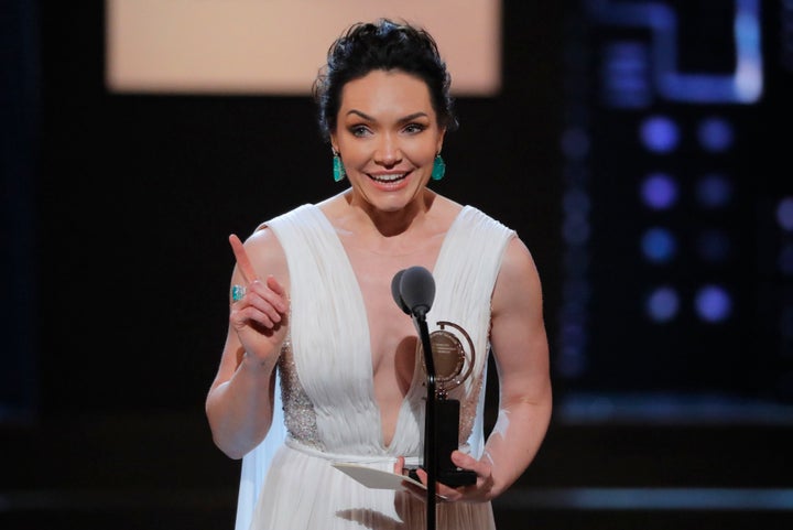 Katrina Lenk accepts the award for Lead Actress in a Musical for "The Band's Visit." 