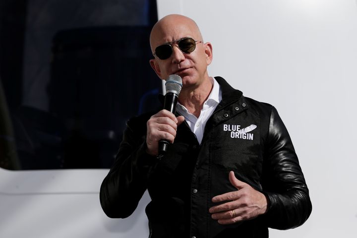 Amazon founder Jeff Bezos addresses the media&nbsp;at the Space Symposium in Colorado Springs, Colorado in April 2017.&nbsp;
