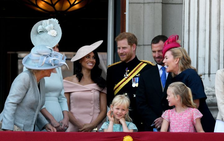 Sharing a laugh with the rest of the royal family. 