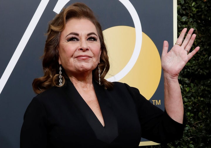 Actress Roseanne Barr arrives at the Golden Globe Awards on Jan. 7.