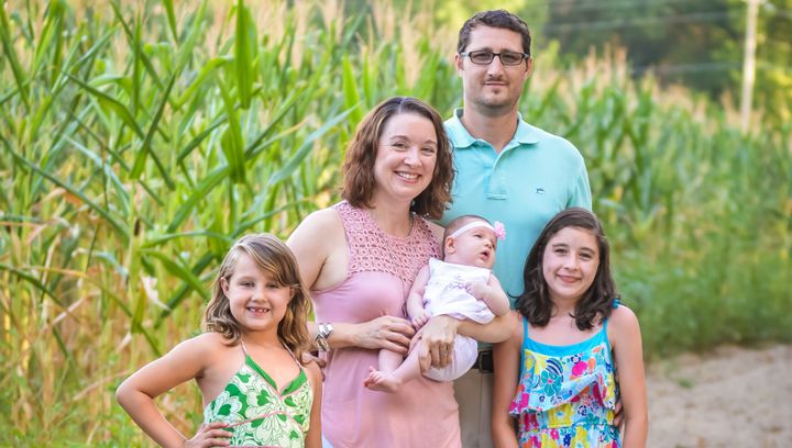 Reagan Wright, 13 (right), with her family in Lexington, South Carolina, parents Joe and Emily, sister Macy and baby sister Bella. Reagan has autism spectrum disorder and has been approved for treatment from the state. But few providers accept the state’s Medicaid reimbursement rate, and those that do have long waitlists.