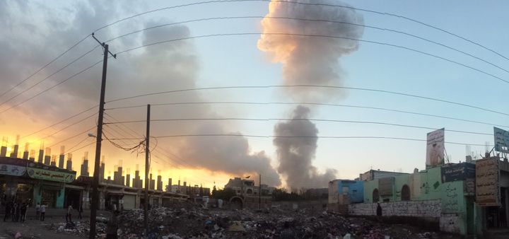 An air strike over Sana'a, Yemen