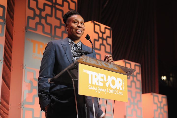 Lena Waithe accepts the Hero Award onstage during The Trevor Project TrevorLIVE NYC. 