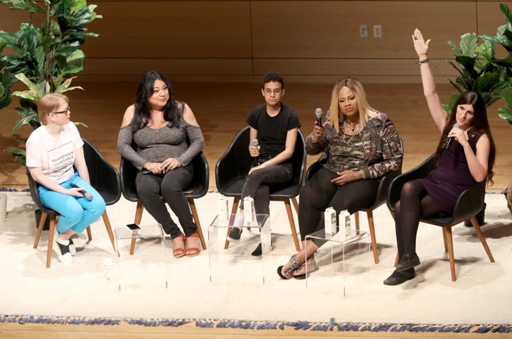 Preston, second from right, speaking on a panel at the Teen Vogue Summit on June 2.