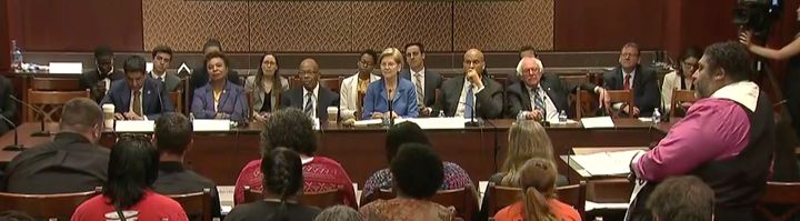 Participants in the Poor People’s Campaign testify about their experiences with poverty and racism in America at a congressional hearing in Washington on June 12.