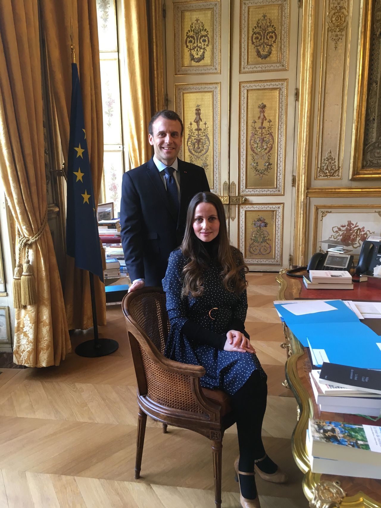 Sherin with France's president Emmanuel Macron