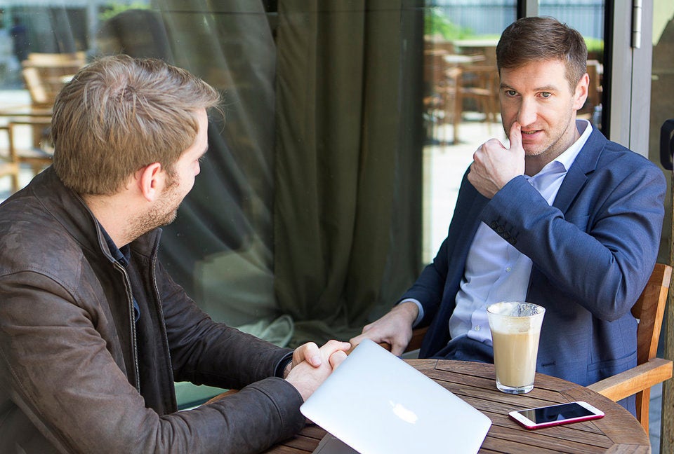 Anton Krasovsky talking to HuffPost reporter Jurgen Klockner.