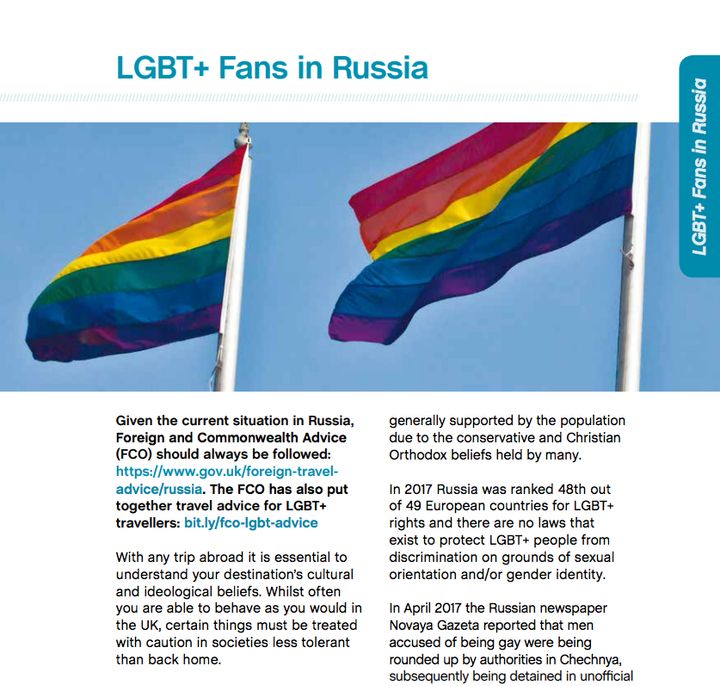 The Football Supporters' Federation has put together advice for LGBT+ fans 