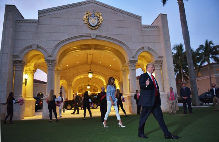 President Donald Trump is seen at the Trump International Golf Club Palm Beach in West Palm Beach, Florida, last year.