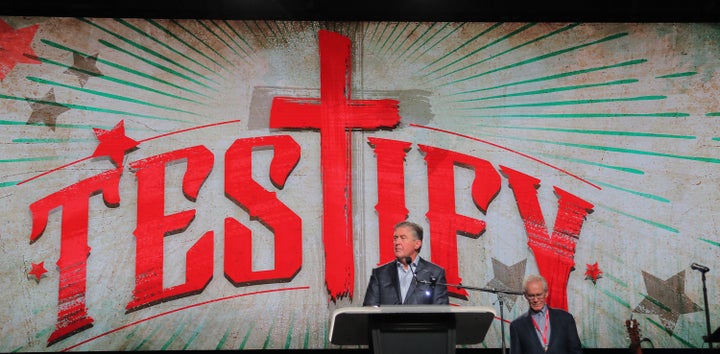 Dr. Steve Gaines, leader of the Southern Baptist Convention, presides at the denomination's annual meeting on Tuesday, June 1