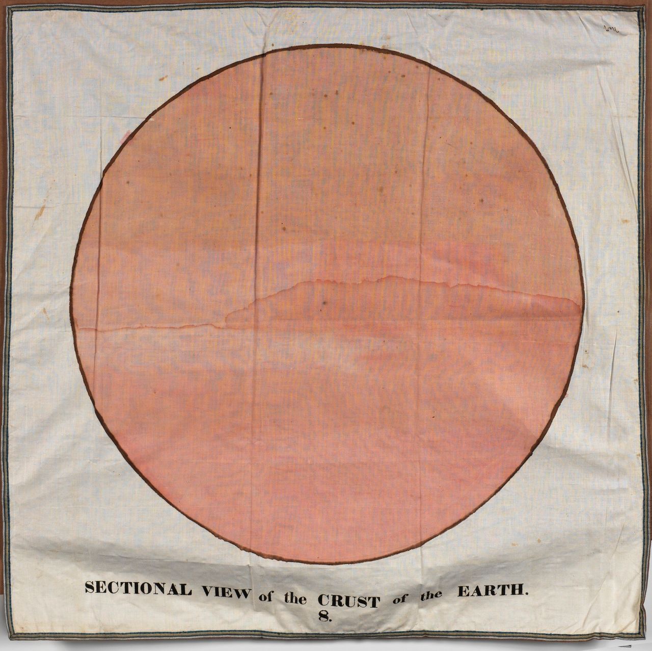 Another classroom chart, titled "Sectional View of the Crust of the Earth," created by Orra White Hitchcock circa 1830-1840.