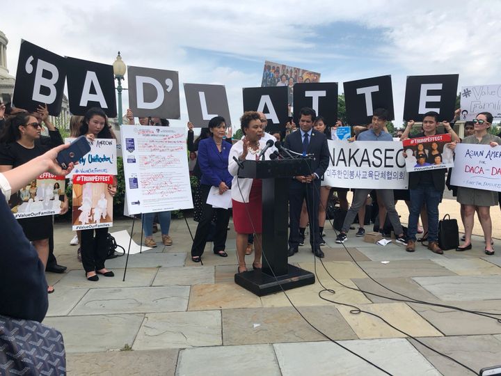 Members of UndocuBlack, Asian Americans Advancing Justice, Church World Service, The National Korean American Service & Education Consortium (NAKASEC) and other advocates protest Rep. Bob Goodlatte's hard-line immigration bill.